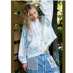 POL Boho Floral Print Hooded Zip Up Jacket | Size Medium